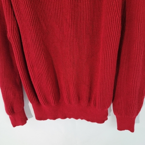 MaxMara Women's Red Crewneck Cable Knit Sweater Size M/L Cozy & Warm Valentine - Picture 6 of 8